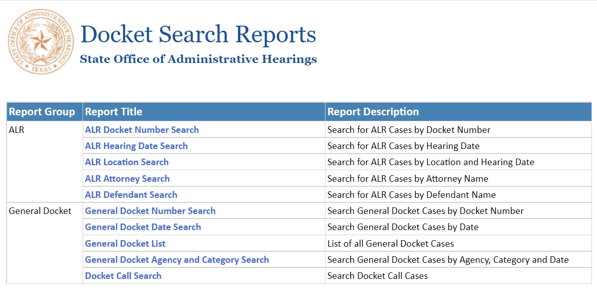 General Hearings Schedule State Office of Administrative Hearings